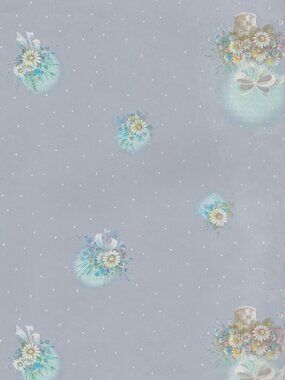 Vintage Giftwrap Floral Bouquet and Blue/Purple